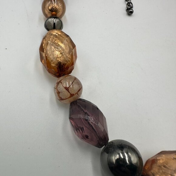 3/$30 NY Necklace Amber Color Purple Faceted Acrylic Beads Chunky Statement 18" - Picture 5 of 11